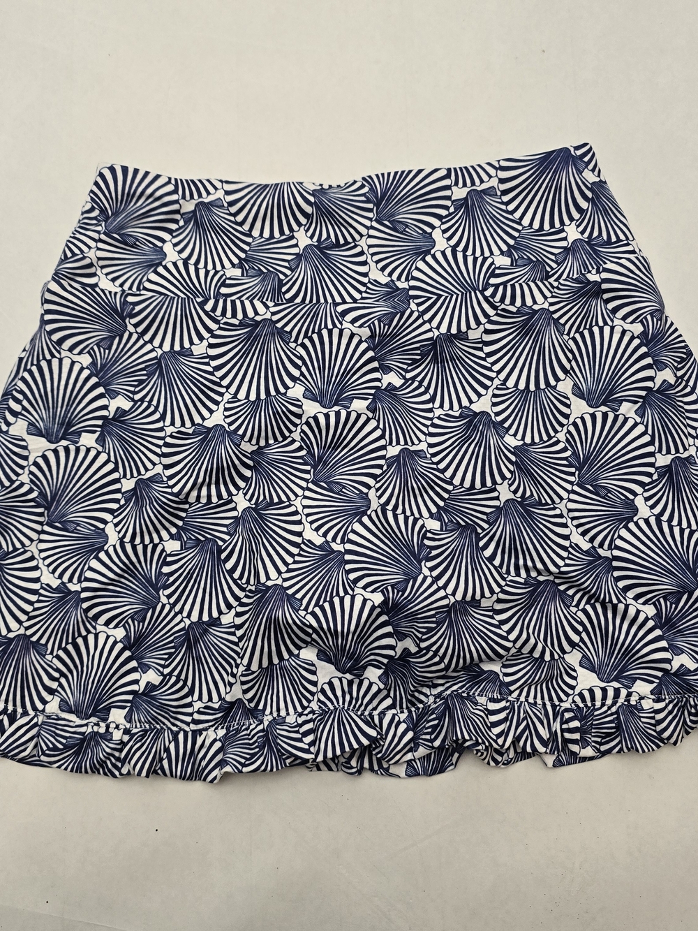 Gottex Navy and White Shell-Print Mini Skirt